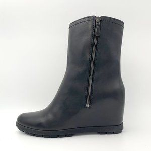 Prada Soft Calf Wedge Ankle Boots/Booties Black size 10.5/40.5